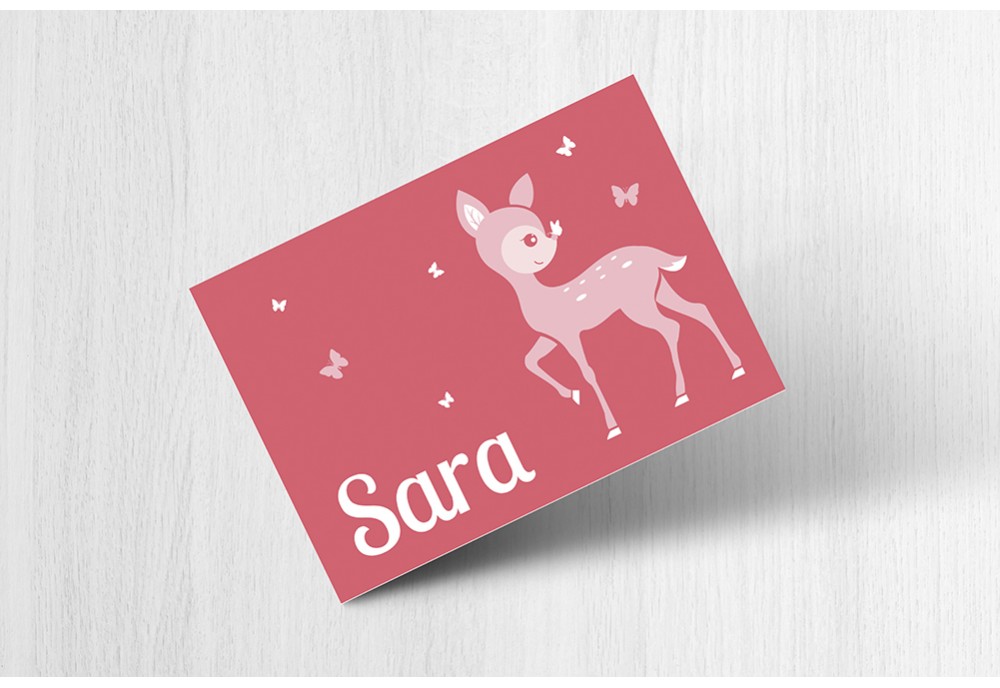 Roze bambi met vlinders